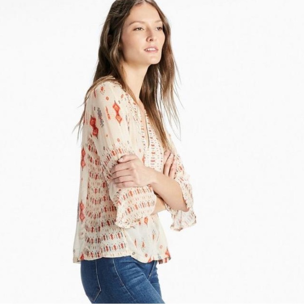 Lucky Brand woman’s Mix print boho top blouse - Picture 2 of 12